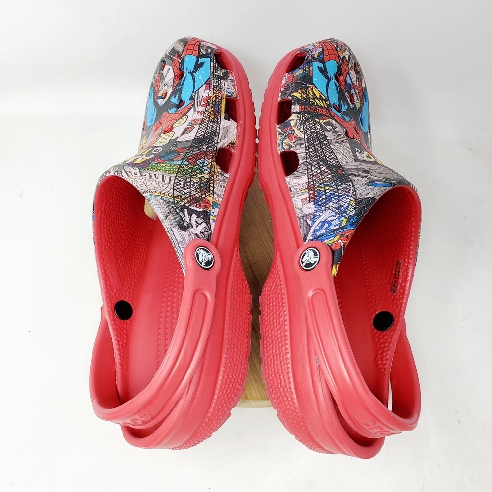 Crocs Spiderman Shoes Mens 13 Marvel Red Slip On Clasic Clog Sandals - Picture 10 of 12